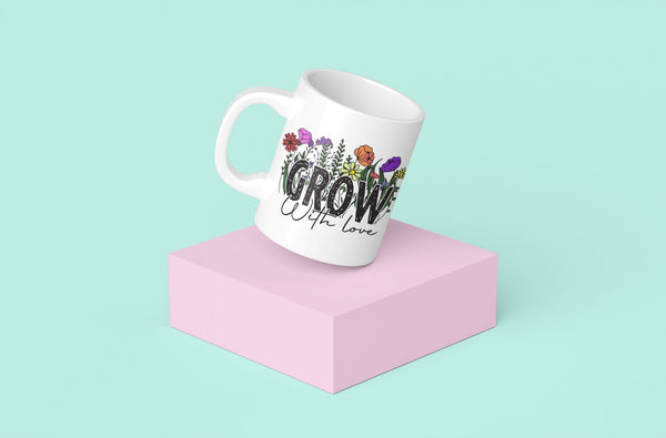 Grow with love, Garden mug, Gardening, Spring mug. - little crafty souls