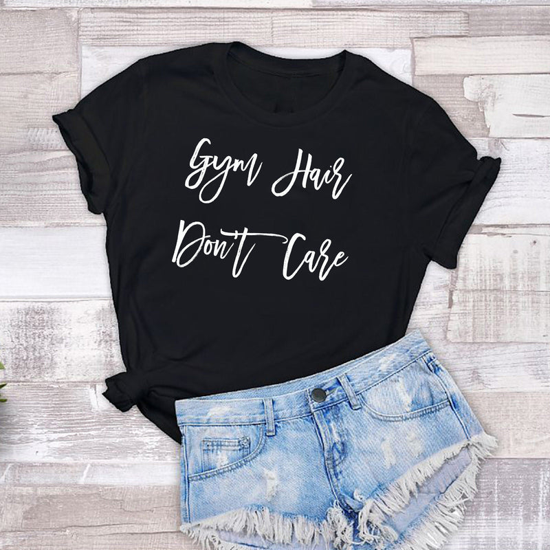 Gym Hair Don'T Care Ladies T-Shirt - little crafty souls