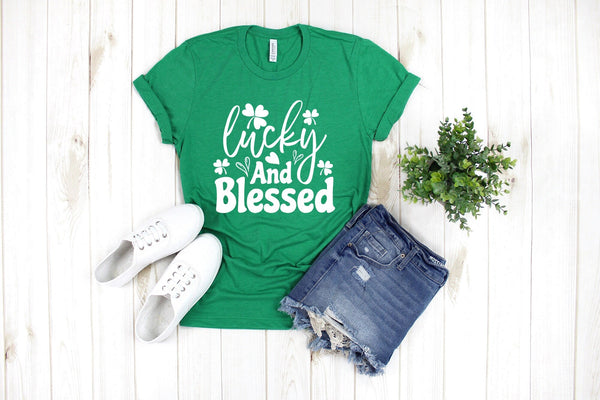 Happy St Patricks day shirts, lucky and blessed shirt, Lucky st patricks day shirt for him, Patrick's Shirt for her paddys day shirt - little crafty souls