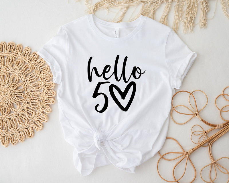 Hello 50 tshirt, fifty birthday present, 50th bday tshirt, funny birthday shirt, funny 50th tshirt, nifty fifty birthday shirt - little crafty souls