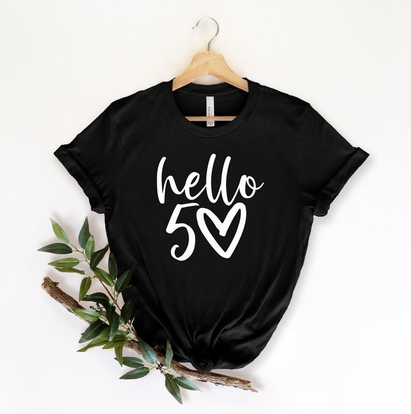 Hello 50 tshirt, fifty birthday present, 50th bday tshirt, funny birthday shirt, funny 50th tshirt, nifty fifty birthday shirt - little crafty souls