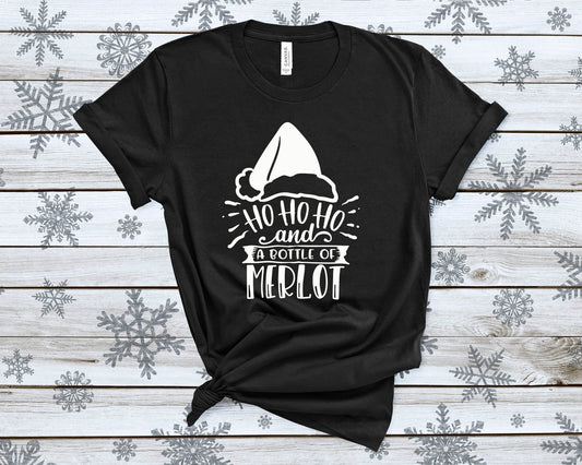 Ho Ho Ho And A Bottle Of Merlot Tshirt - little crafty souls