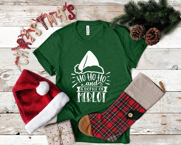 Ho Ho Ho And A Bottle Of Merlot Tshirt - little crafty souls