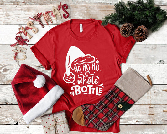 Ho Ho Ho Whole Bottle Christmas Tshirt - little crafty souls