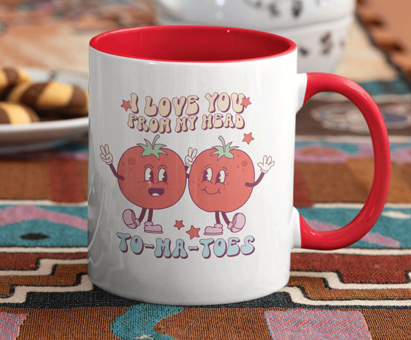 I love you from my head tomatoes mug, valentines day mugs, valentines day gift, gift for her, love mug, girlfriend mug, girls mug - little crafty souls