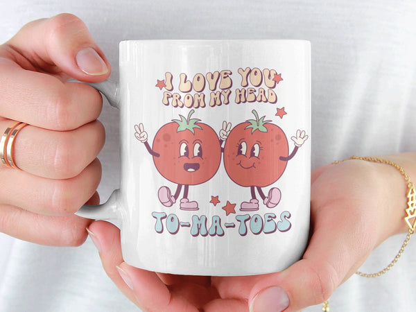 I love you from my head tomatoes mug, valentines day mugs, valentines day gift, gift for her, love mug, girlfriend mug, girls mug - little crafty souls