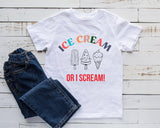 Ice Cream or I scream tshirt, Kids T-Shirt - Summer T Shirt - Vacation tee - Girls T-Shirt - Boys T-Shirt - Ice Cream Lover - Beach Tee - little crafty souls