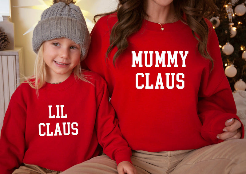 Twinning Christmas Jumpers, Matching mummy and me christmas sweaters, mama mini claus jumpers, Mama Claus Mini Claus matching sweatshirts