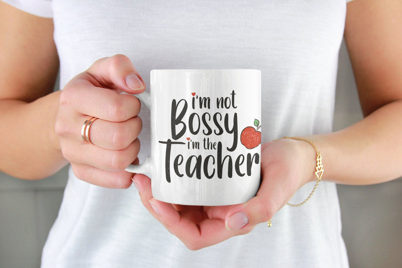 I'm not bossy i'm the teacher, teachers mug, school leavers, teacher, gifts for teachers, world's best teacher. - little crafty souls