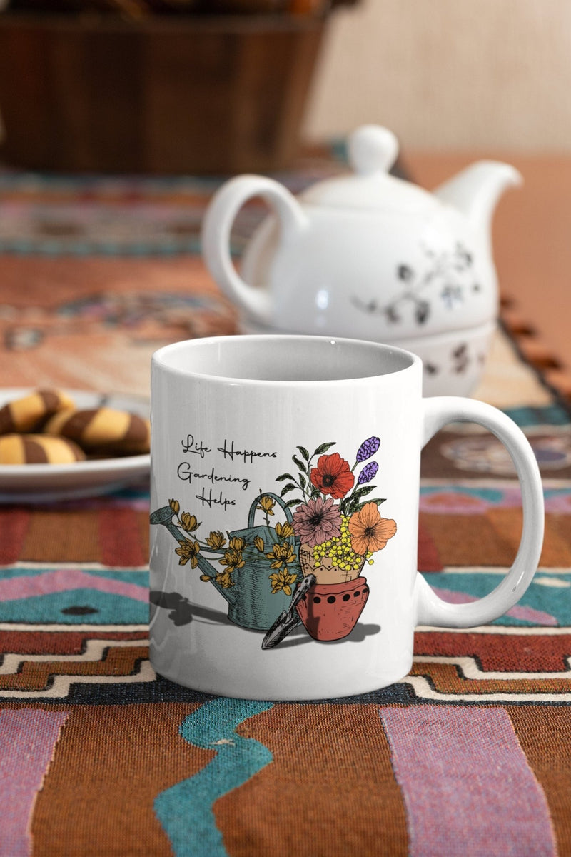 Life happens, gardening helps. Garden mug, Gardening, Spring mug. - little crafty souls