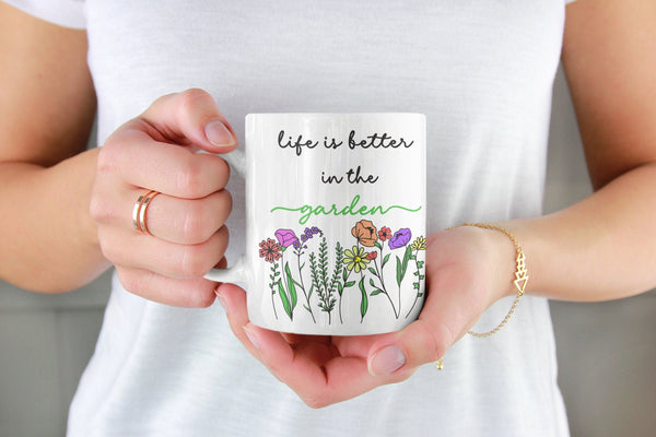 Life is better in the garden, Garden mug, Gardening, Spring mug. - little crafty souls