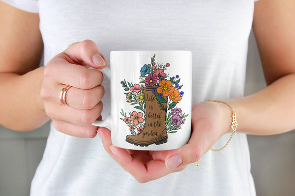 Life is better in the garden, Garden mug, Gardening, Spring mug. - little crafty souls