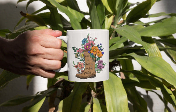 Life is better in the garden, Garden mug, Gardening, Spring mug. - little crafty souls