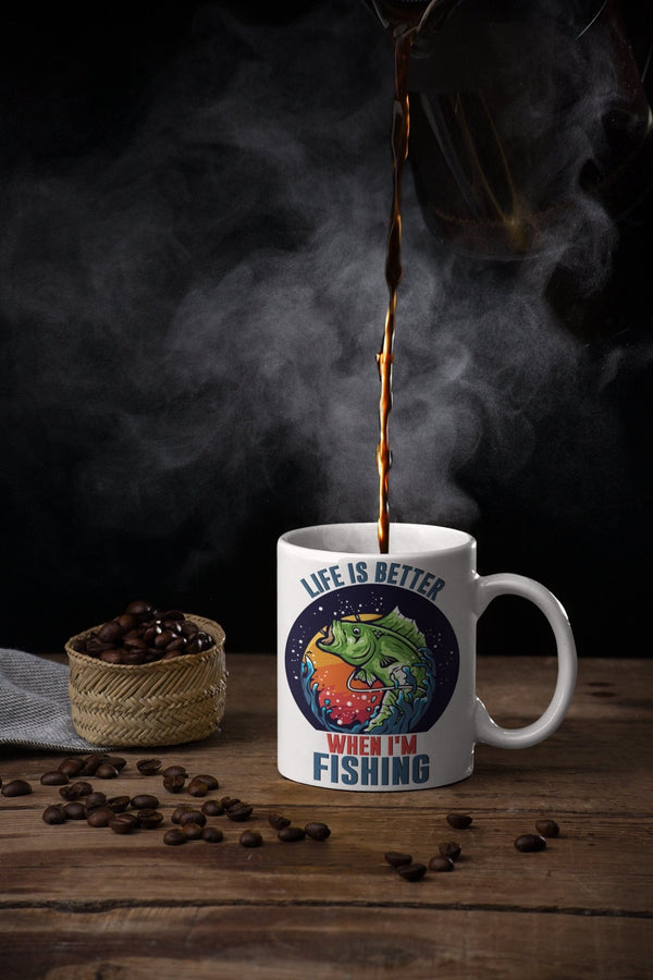 Life is better when i'm fishing, fishing mug, mug for fishers, fisherman mug, mugs for fisherman, gifts for him, father's day mug - little crafty souls