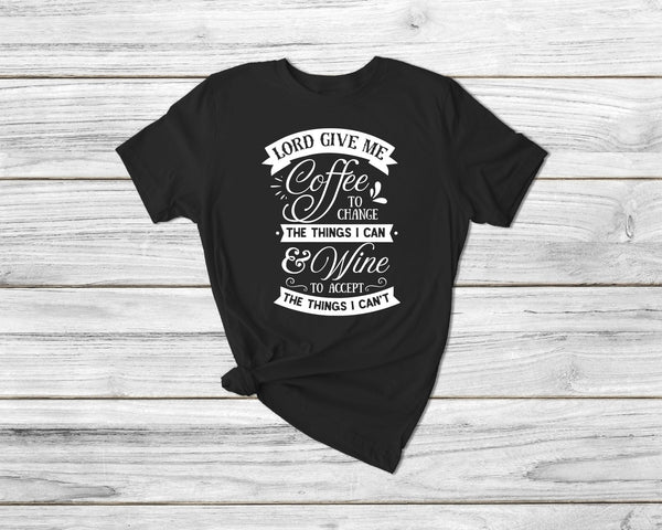 Lord give me coffee and wine Funny coffee Tshirt| coffee gift t-shirt| gifts for coffee lover| gift for coffee lover coffee lover tshirt - little crafty souls