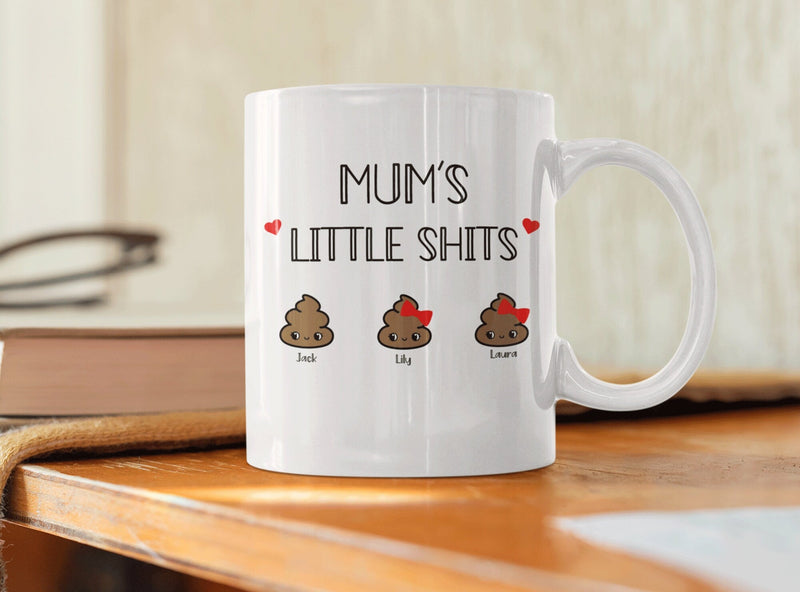 Mum Gift Personalised Mugs Mum's Little Shits Mum Funny Mug Personalised Mother's Day Present Gift For Mum Birthday Gift, funny present - little crafty souls