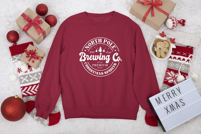 North Pole Brewing Co Sweatshirt, christmas sweater uk, christmas jumper uk, christmas hoodie, retro christmas jumper, classic christmas - little crafty souls