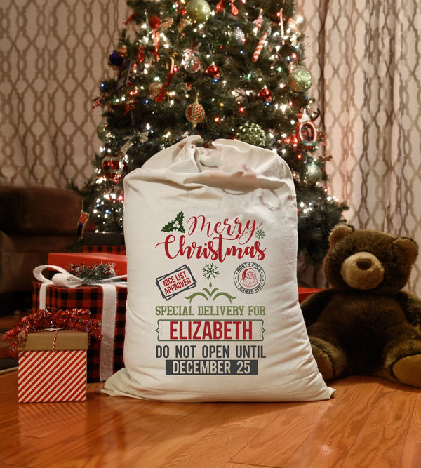 Personalised Merry Christmas Santa Sack - little crafty souls