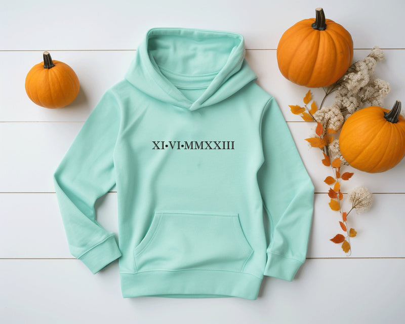 Personalised One Year Anniversary Birthday Date Roman Hoodie - little crafty souls