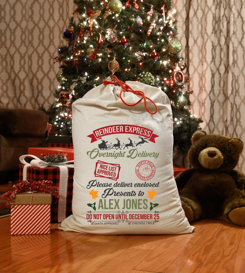 Reindeer Express Overnight Delivery Sack - little crafty souls