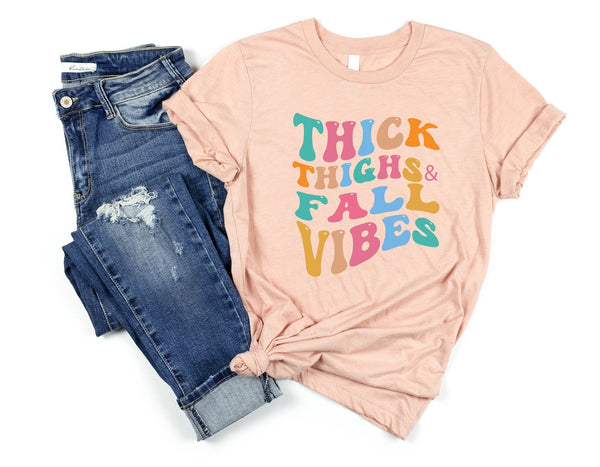 Retro Thick Thighs Fall Vibes Shirt - little crafty souls