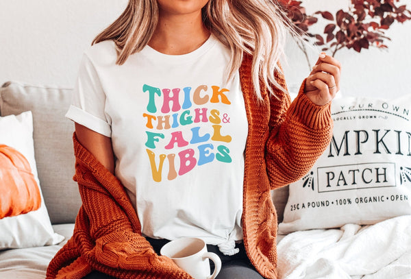 Retro Thick Thighs Fall Vibes Shirt - little crafty souls