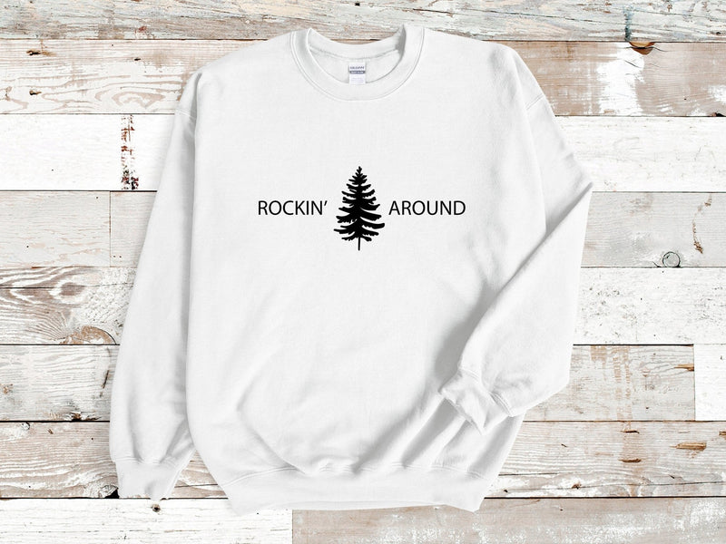 Rockin Around Christmas Tree Sweatshirt. Rockin Around the Christmas Tree Hoodie. Unisex Adult Holiday shirt. Minimal Merry Xmas Crew. - little crafty souls