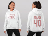 Rose Gold 1983 Hoodie, 40th Birthday Hoodie, 40th Birthday gift idea, customise year sweatshirt, personalise year hoodie personalize - little crafty souls