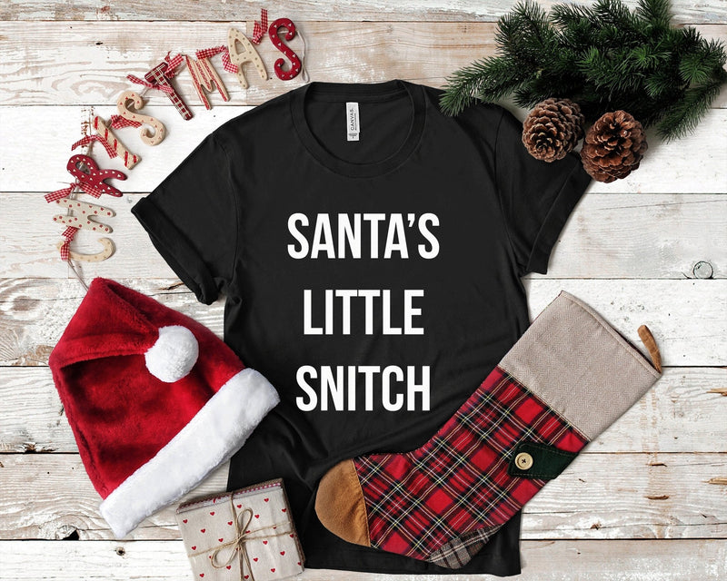 Santas Little Snitch Christmas Tshirt - little crafty souls