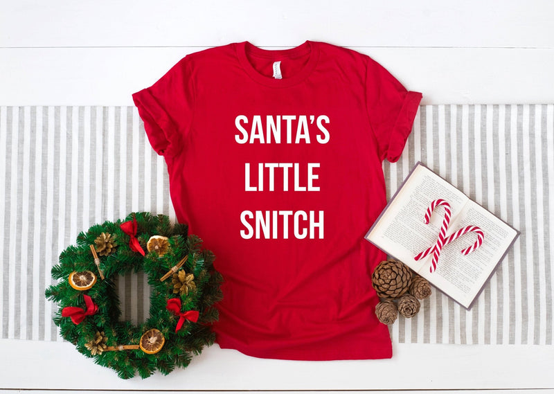 Santas Little Snitch Christmas Tshirt - little crafty souls