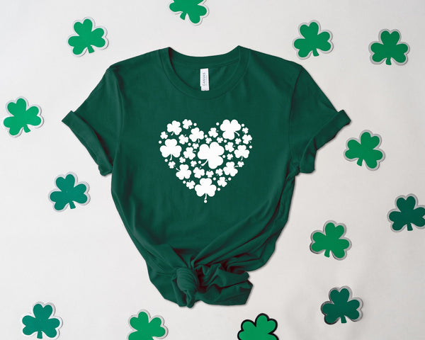 Shamrock Heart St Patricks Day Tshirt - little crafty souls