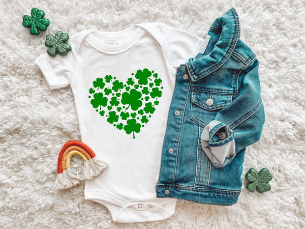 Shamrock Heart St Patricks Day Tshirt - little crafty souls