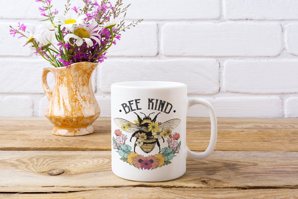 Spring mug, Bee Kind, Be Kind, flowers mug, Mothers day, Mothers day mug, - little crafty souls