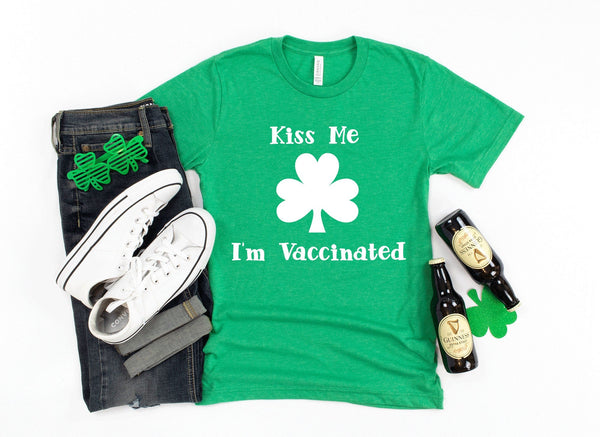 St Patricks Day Kiss Me I'M Vaccinated Tshirt - little crafty souls