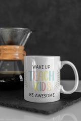 Wake up teach kids be awesome, teachers mug, school leavers, teacher, gifts for teachers, world's best teacher. - little crafty souls