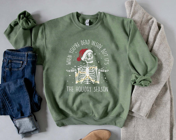 When you're dead inside christmas sweater, funny christmas jumper, introvert christmas, introvert xmas, introvert holidays jumper - little crafty souls