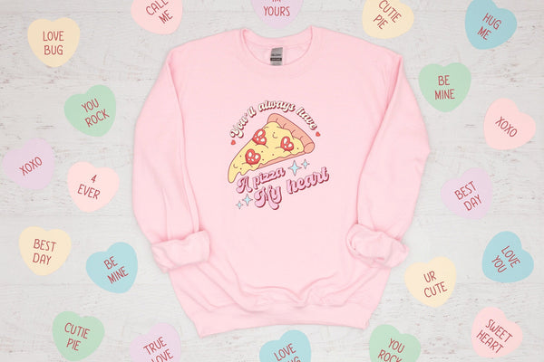 You'll always have a pizza my heart Sweatshirt, valentines day jumper, valentines day sweater, valentines day, kids valentines day tshirt - little crafty souls